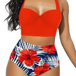 Women-Push-Up-Bikini-Set-Summer-Sexy-Slim-Flower-Print-Female-High-Waist-Swimming-Suits